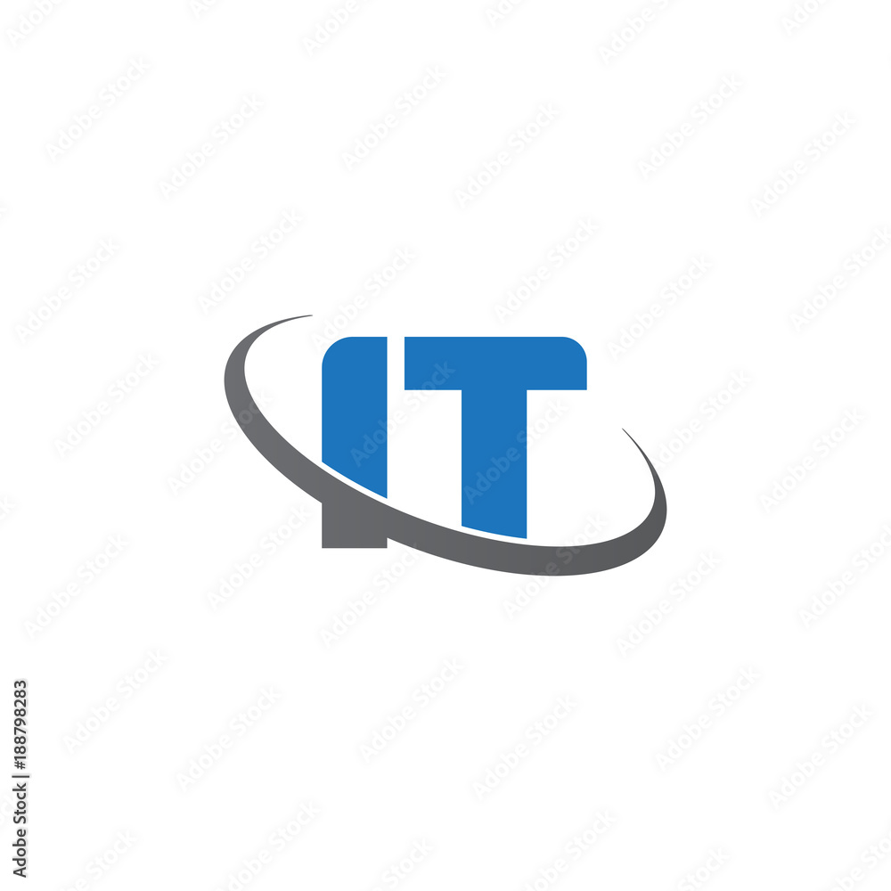 Initial letter IT, overlapping swoosh ring logo, blue gray color Initial letter IT, overlapping swoosh ring logo, blue gray color