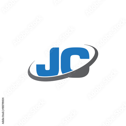 Fototapeta Naklejka Na Ścianę i Meble -  Initial letter JC, overlapping swoosh ring logo, blue gray color