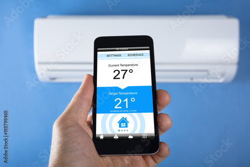 Setting Temperature Of Air Conditioner Using Mobilephone