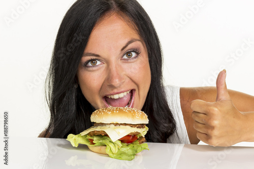 woman with a hamburger