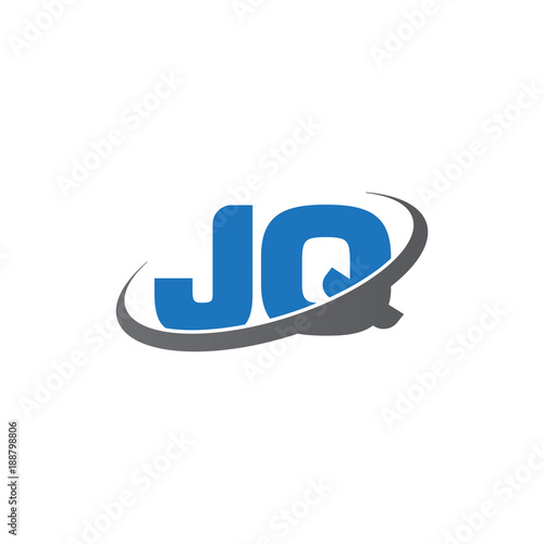 Initial letter JQ, overlapping swoosh ring logo, blue gray color