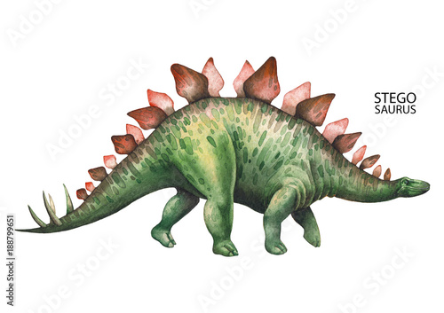 Realistic watercolor dinosaur