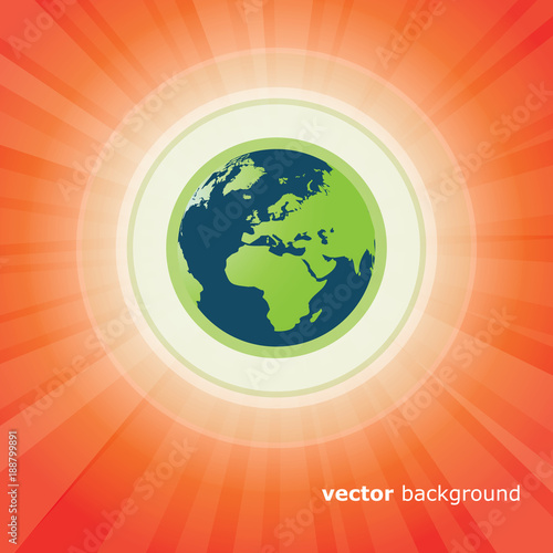     Abstract Sun Rays and Earth Globe Vector 