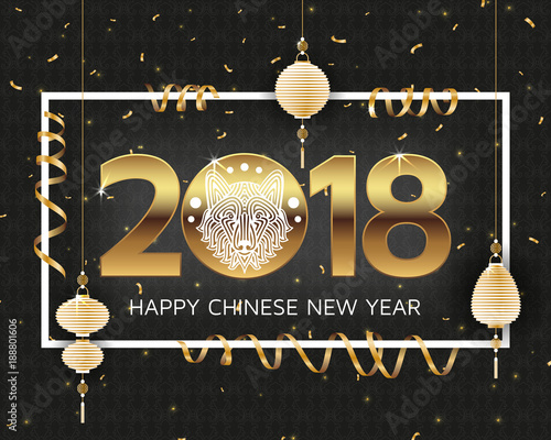 Chinese New Year background with creative stylized dog. Vector illustration
