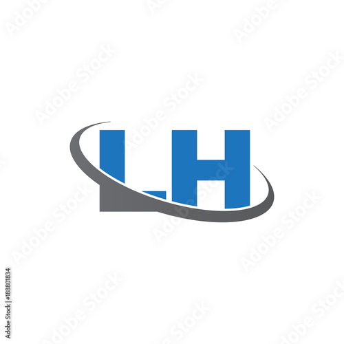 Initial letter LH, overlapping swoosh ring logo, blue gray color