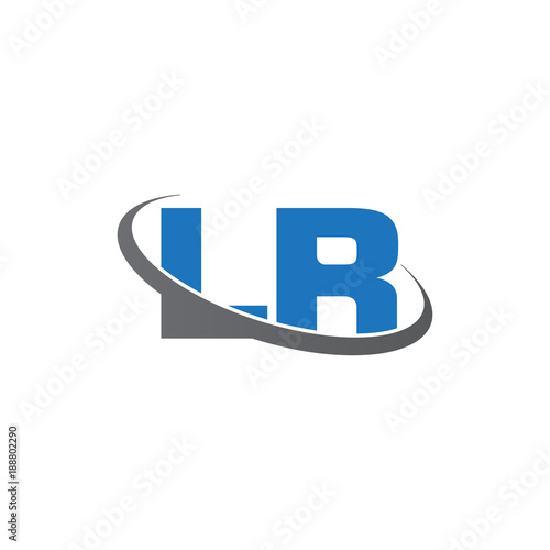 Initial letter LR, overlapping swoosh ring logo, blue gray color