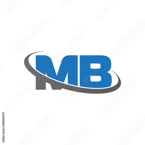 Initial letter MB, overlapping swoosh ring logo, blue gray color