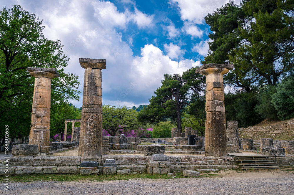 The archaeological site of ancient Olympia. The place where olympic games were born in classical times and where the Olympic torch today is ignited.