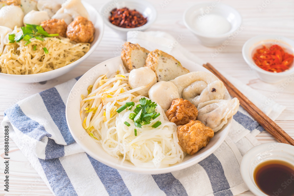 noodles bowl with fish ball noodles bowl with fish ball
