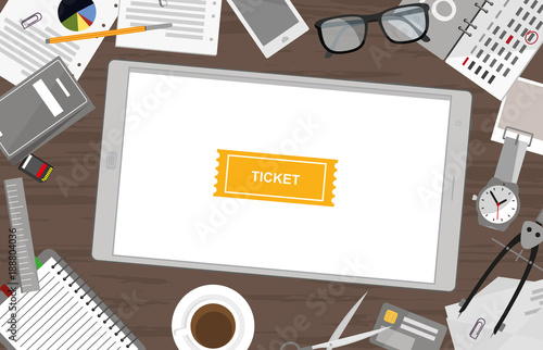 Schreibtisch mit Tablet - Coupon