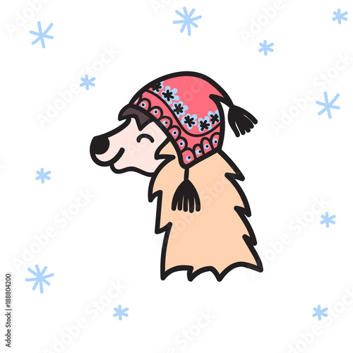 Vector illustration. Cute character lama