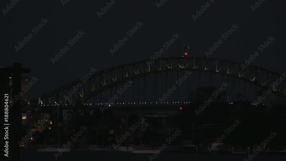 A medium shot of a bridge with city lights A medium shot of a bridge with city lights