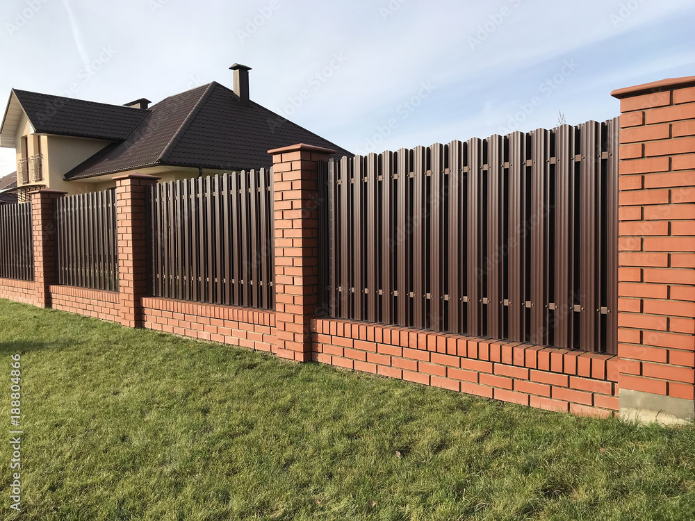  Brown metallic corrugated fence