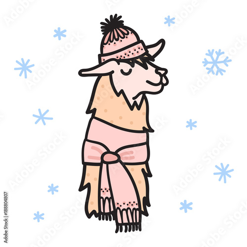 Vector illustration. Cute character lama