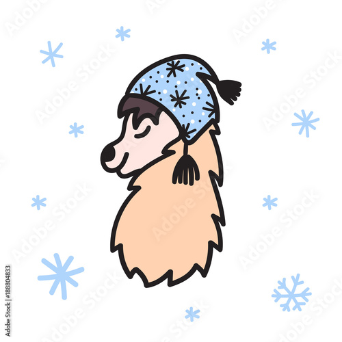 Vector illustration. Cute character lama