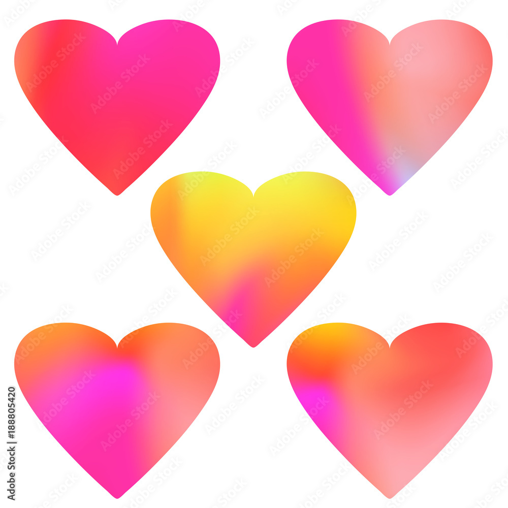 Beautiful mobile app mild color gradient hearts collection