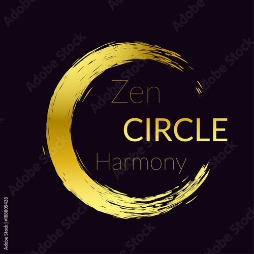 Golden brush stroke zen circle artwork template