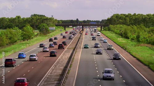 Congested Cars & Lorry Traffic; M6 Motorway Traffic; M6 Motorway, Cheshire, England photo