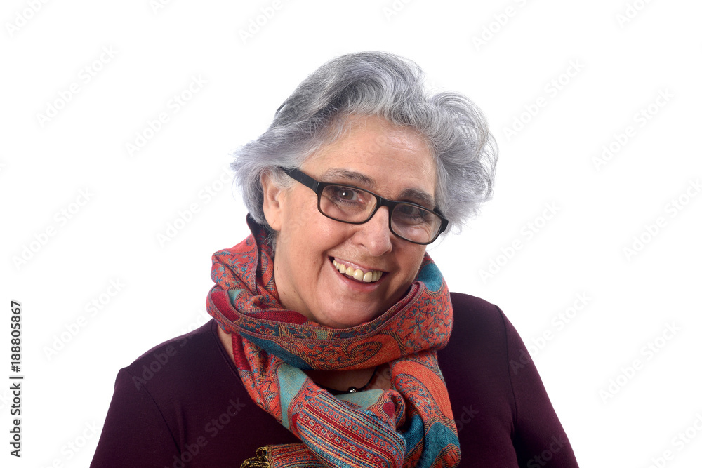 portrait of a senior woman on white background portrait of a senior woman on white background