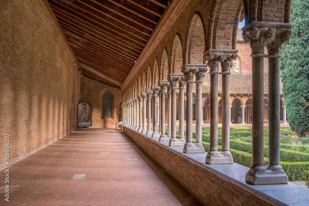 TOULOUSE FRANCE - November 16th 2017; Beautiful Cloisters of the Gothic 'Church of the Jacobins' originally built by the Dominican order of Toulouse