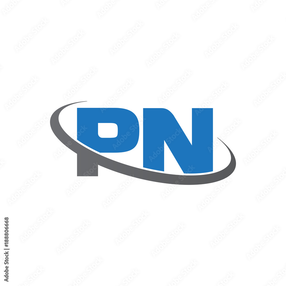 Initial letter PN, overlapping swoosh ring logo, blue gray color Initial letter PN, overlapping swoosh ring logo, blue gray color