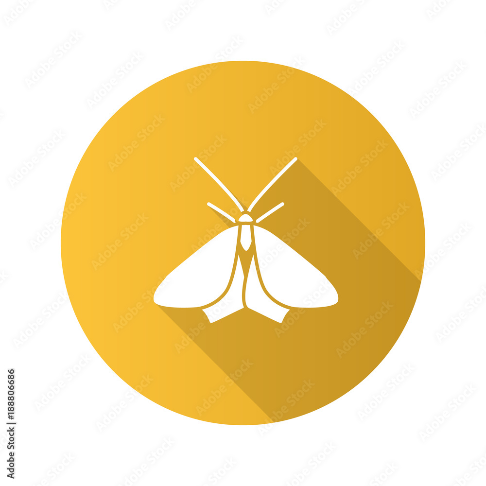 Moth flat design long shadow glyph icon