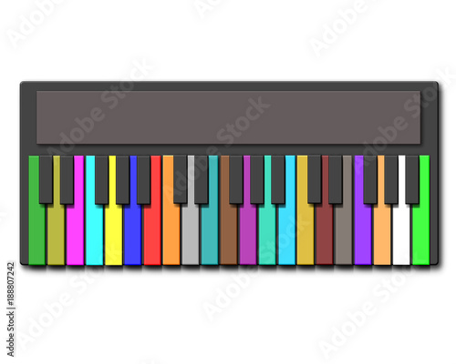 Music instrument, Colorful piano keyboard, illustration