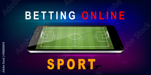 Smart phone as football field. vector sport betting banner