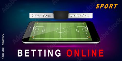 Smart phone as football field. vector sport betting banner
