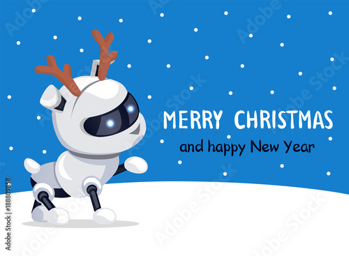 Merry Christmas Robotic Dog Vector Illustration