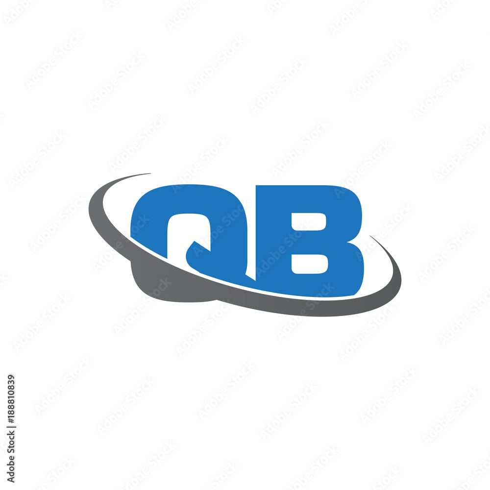 Initial letter QB, overlapping swoosh ring logo, blue gray color Initial letter QB, overlapping swoosh ring logo, blue gray color