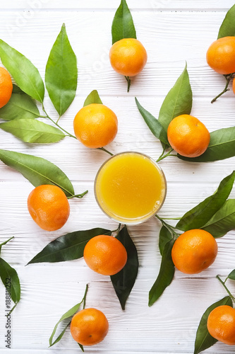 Mandarin Oranges on rustic white wooden background