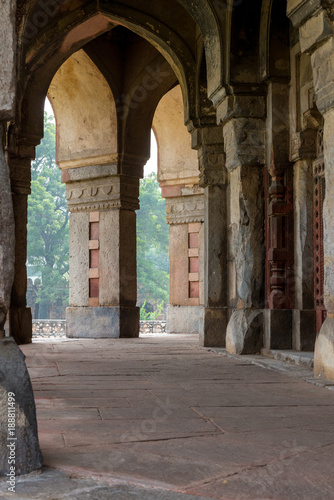 arch at Isa Khan's Tomb at Humayuns Tomb in Delhi, India