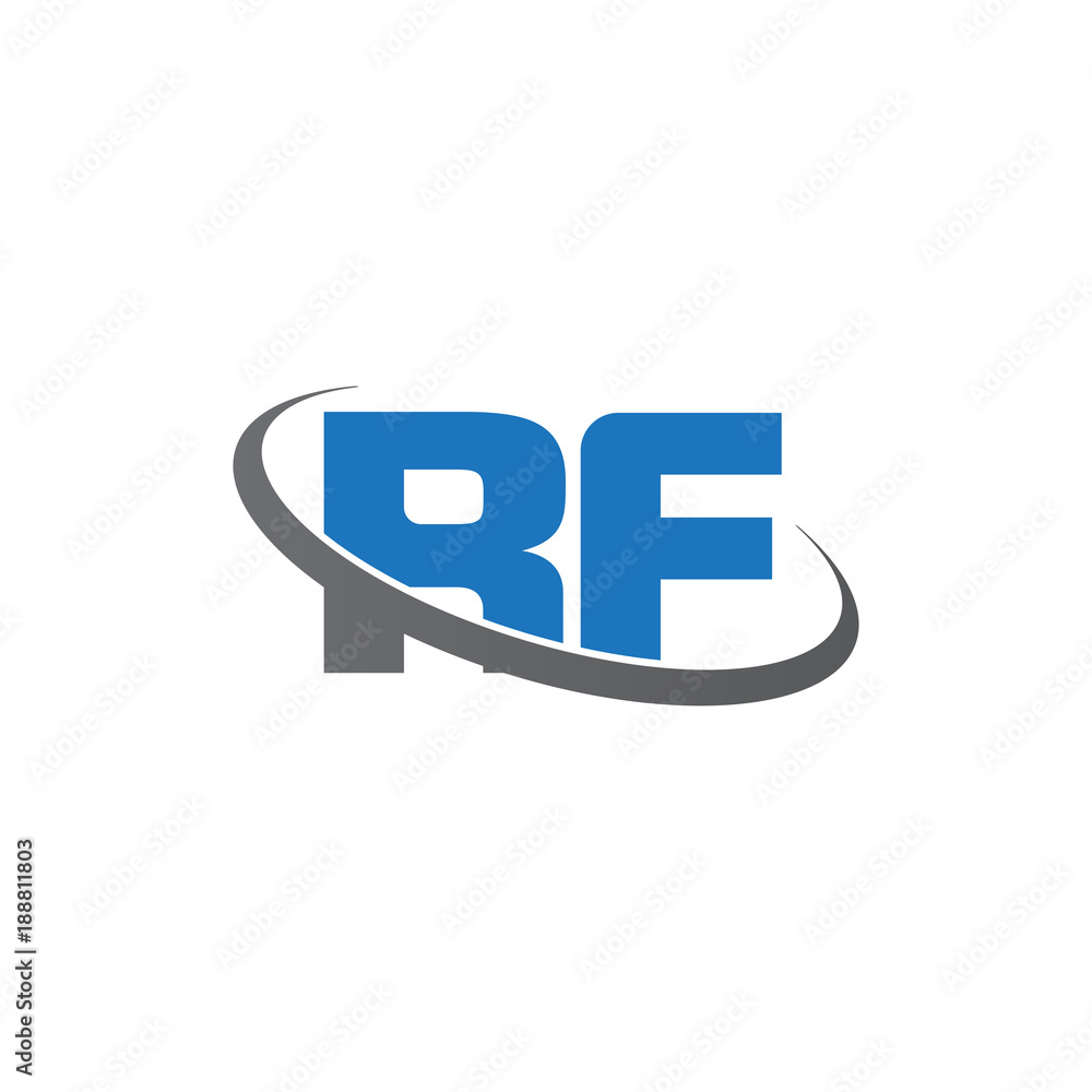 Initial letter RF, overlapping swoosh ring logo, blue gray color Initial letter RF, overlapping swoosh ring logo, blue gray color