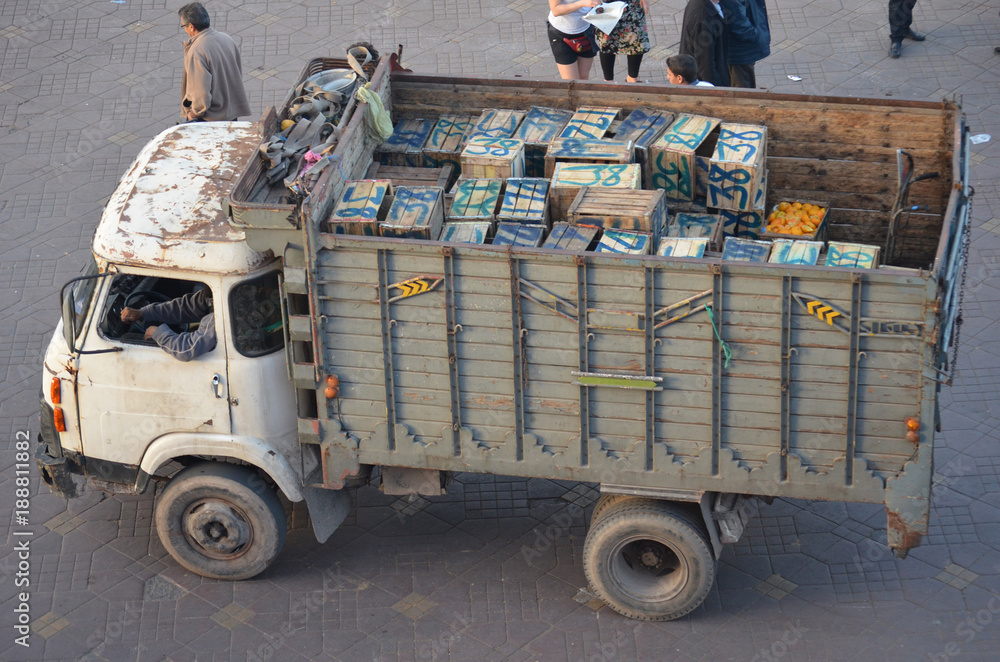 Naklejka premium Trucks in Marrakech. Morocco