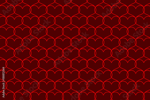 Red heart vector pattern - red pattern on a red background