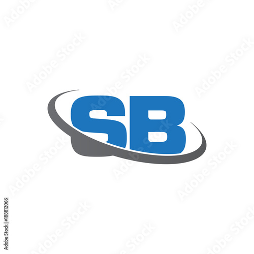 Initial letter SB, overlapping swoosh ring logo, blue gray color