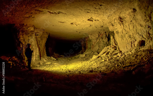 Galleries for limestone mining in the village of Shiryaevo, Samara Region, Russia photo