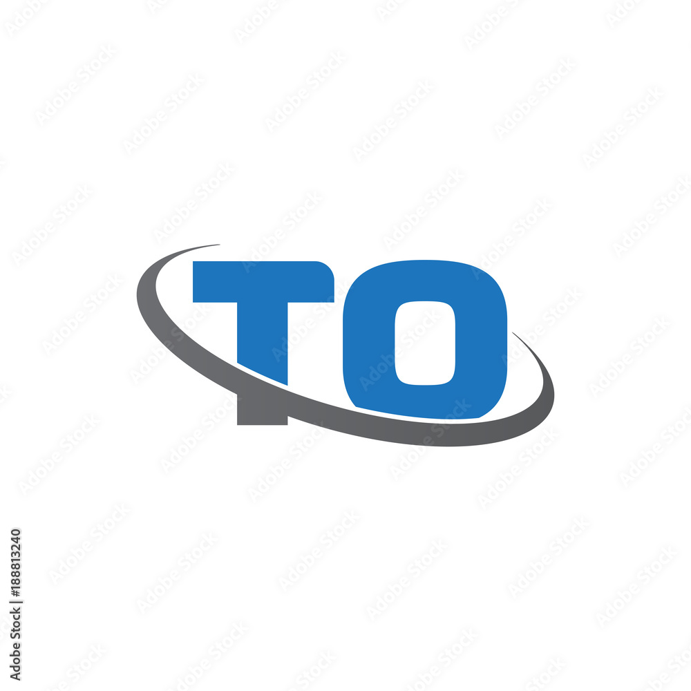 Initial letter TO, overlapping swoosh ring logo, blue gray color Initial letter TO, overlapping swoosh ring logo, blue gray color