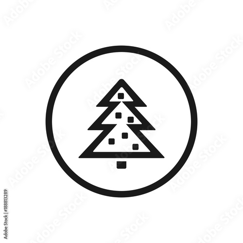 Christmas tree line icon on a white background