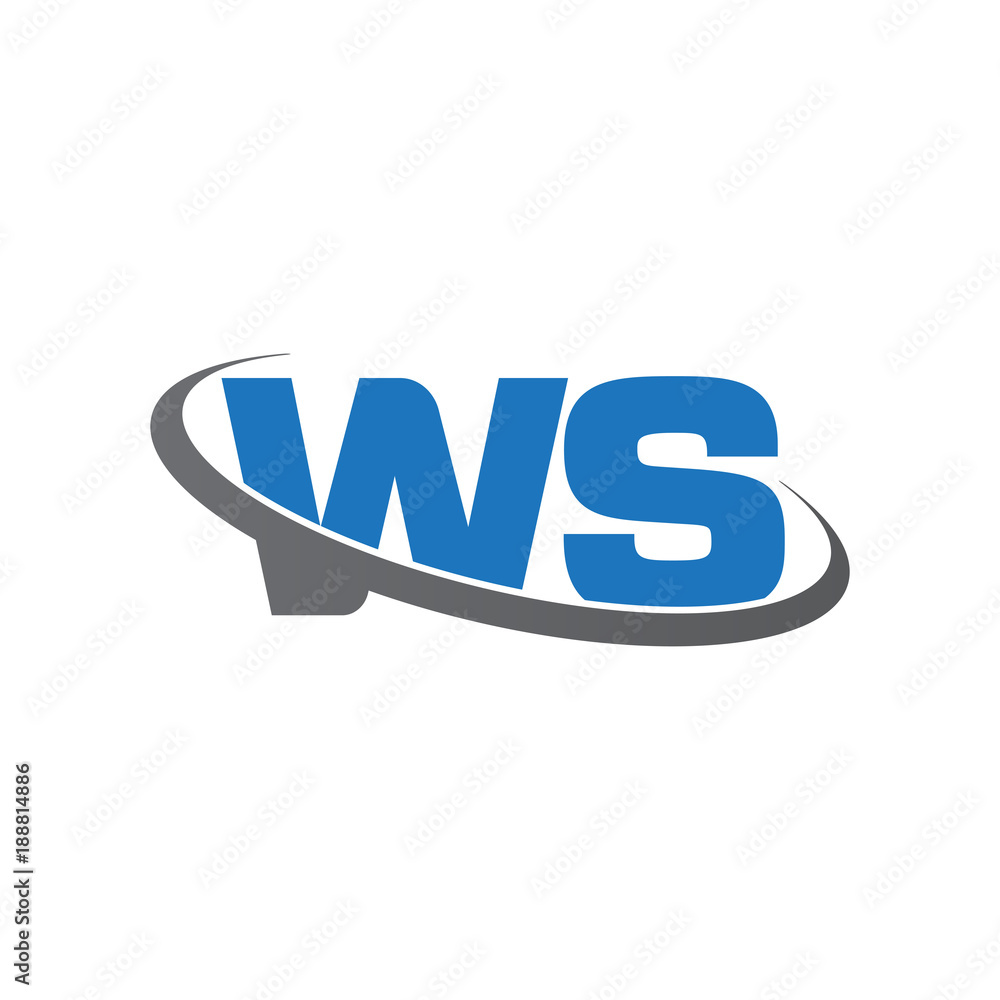 Initial letter WS, overlapping swoosh ring logo, blue gray color Initial letter WS, overlapping swoosh ring logo, blue gray color