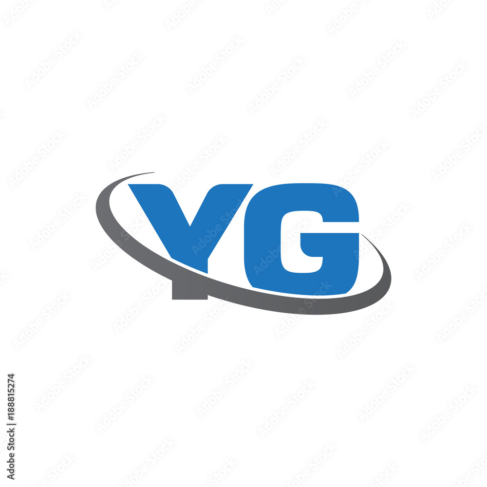 Initial letter YG, overlapping swoosh ring logo, blue gray color Initial letter YG, overlapping swoosh ring logo, blue gray color