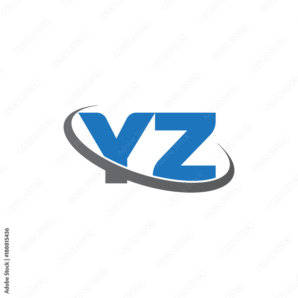 Initial letter YZ, overlapping swoosh ring logo, blue gray color Initial letter YZ, overlapping swoosh ring logo, blue gray color