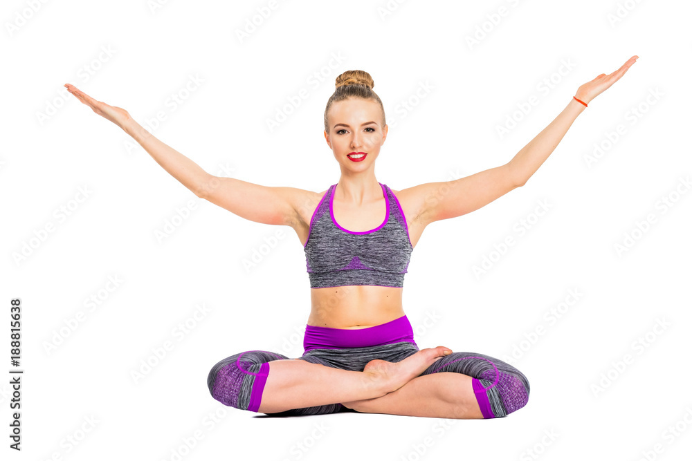 Younf woman fitness instructor isolated on white background Younf woman fitness instructor isolated on white background