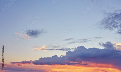 Fototapeta Naklejka Na Ścianę i Meble -  Beautiful, heavy clouded blue sunset sky
