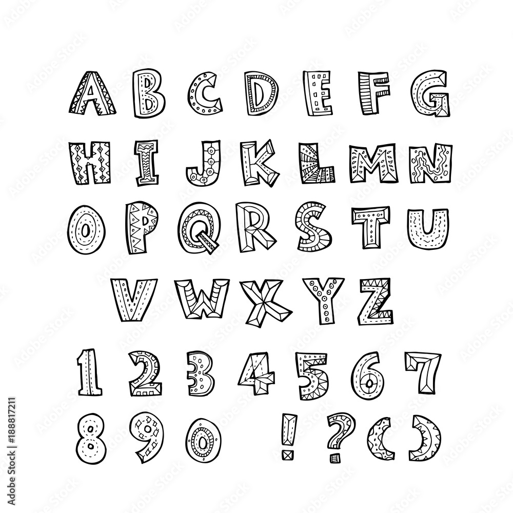 Naklejka premium 벡터 문자 / 손으로 쓴 글씨체