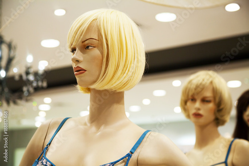 Billede på lærred Two glamour blonde mannequins in a shopping mall