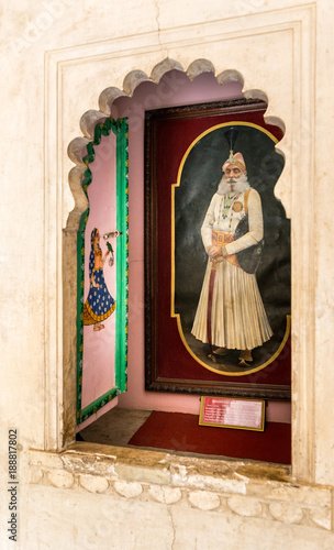 painting of the Maharaja in the City Palce of Udaipur, Rajasthan photo