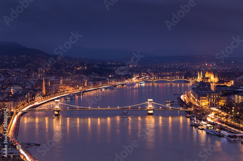 View on Szecheny bridge in Budapest Hungary