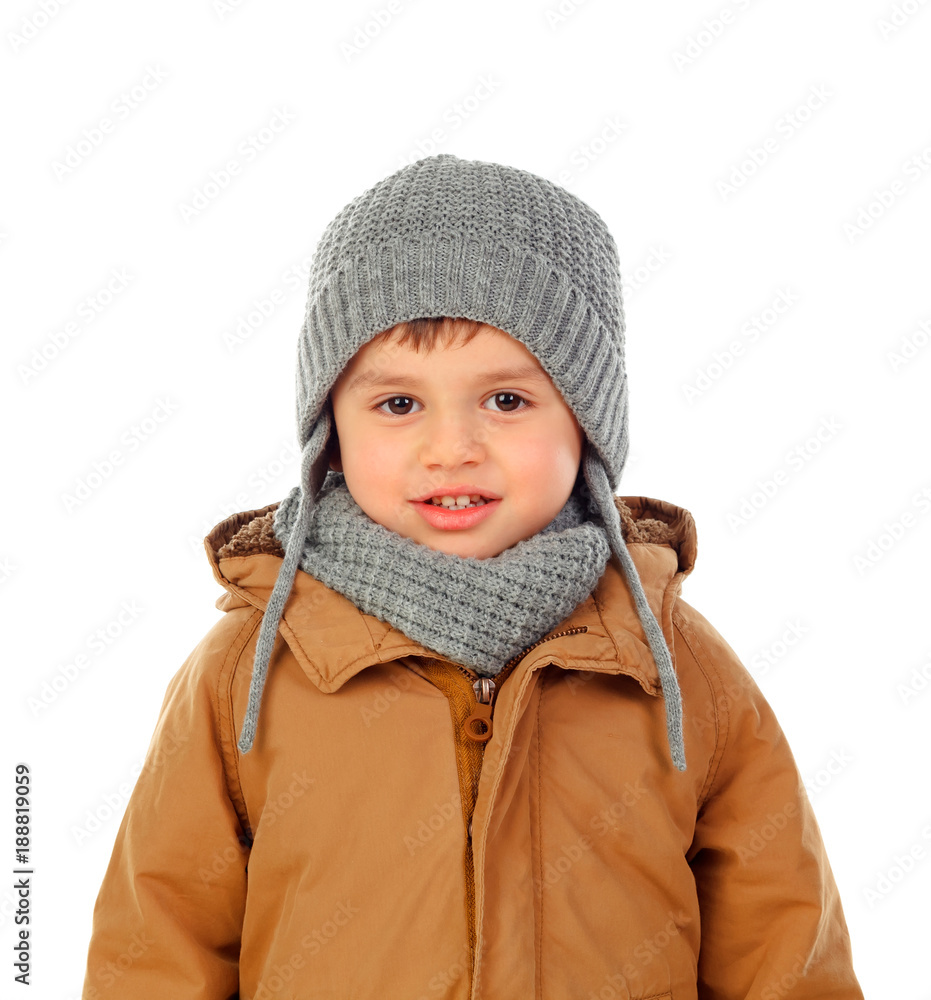 Beautiful child with wool scarf and coat Beautiful child with wool scarf and coat